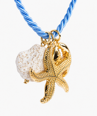 Blue Rope Starfish Shell Charm Necklace