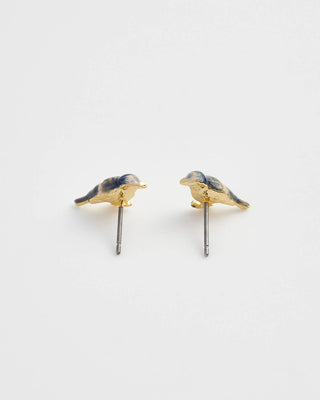 Enamel Blue Tit Stud Earrings