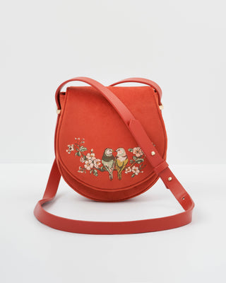 Lovebirds Velvet Saddle Purse