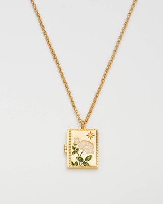 White English Rose Locket Necklace