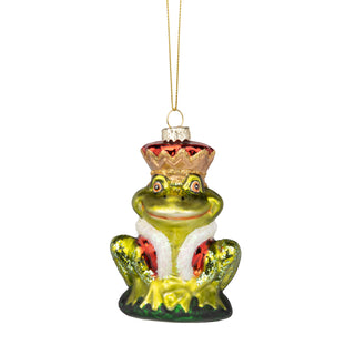 Glass frog prince ornament