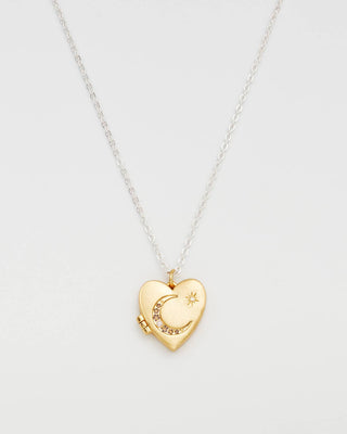 Selene Moon Periwinkle Locket Necklace