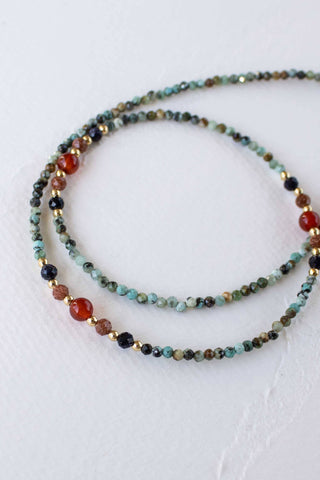 Mixed Turquoise & Natural Stone Beaded Necklace