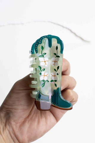 Floral Western Boot Design Featuring Magnolia Blossoms