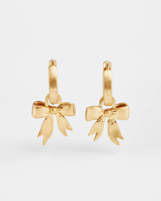 Bow Pearl Huggie Earrings