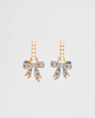 Bow Pearl Huggie Earrings