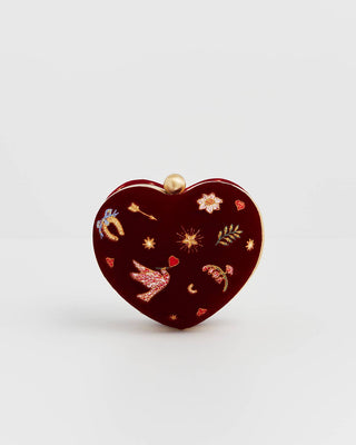 Love Scatter Red Velvet Embroidered Jewellery Box