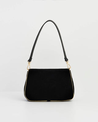 Rose Embroidered Black Clutch