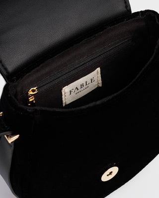 Black Dove & Floral Star Velvet Embroideried Saddle Bag