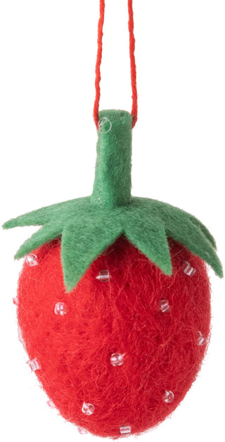 Felt strawberry ornament with beads