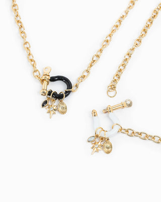 Enamel Horsebit Carabiner 3 Charm Necklace