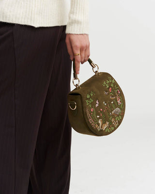 Charlotte Meadow Scene Embroidered Saddle Bag