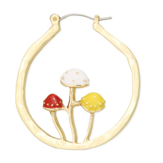 Mushroom Party Gold Hoop Earrings