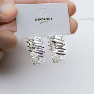 Geometric Link Hoop Earrings