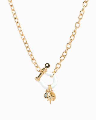Enamel Horsebit Carabiner 3 Charm Necklace