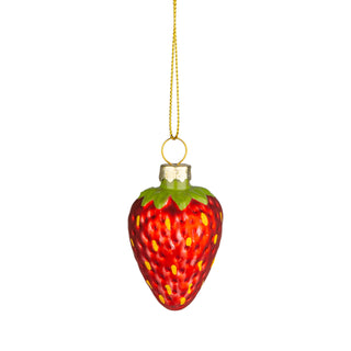 Glass strawberry orn/painted details,glossy