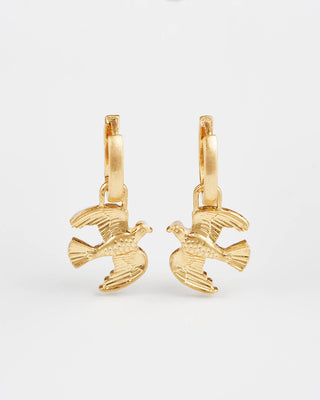 Heart Dove Huggie Earrings