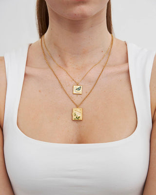 White English Rose Locket Necklace