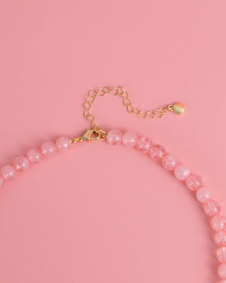 Pink Jade Marbled Valentine Heart Bead Necklace