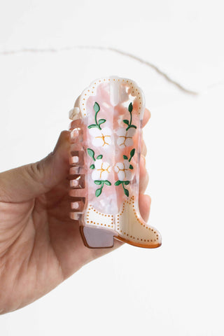 Floral Western Boot Design Featuring Magnolia Blossoms