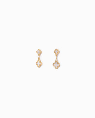 Mother of Pearl Double Clover Drop Earrings