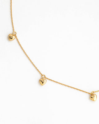 Tiny Puffy Heart Five Station Necklace