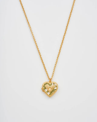 Gaia Lily Heart Locket Necklace