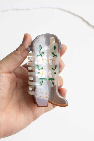 Floral Western Boot Design Featuring Magnolia Blossoms