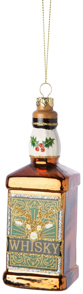 Glass whiskey bottle ornament