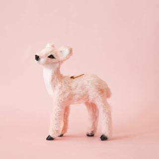 Fur Reindeer Ornament- Peach