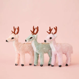 Fur Reindeer Ornament- Peach