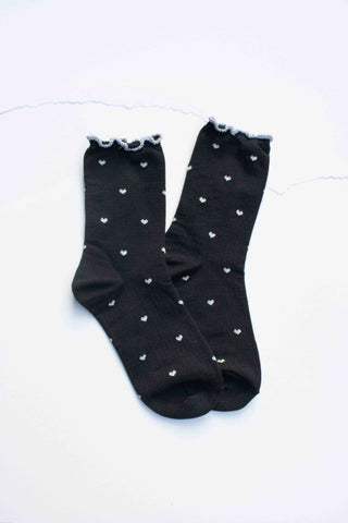 Mini Heart Ruffle Cotton Blend Socks