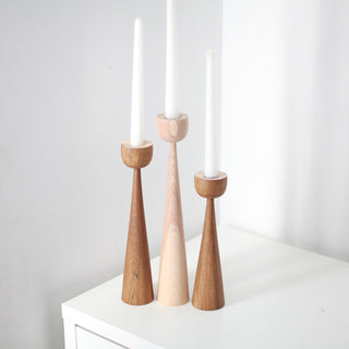 Assorted Wood Taper Candle Holders